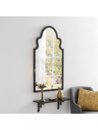 Yearn Moroc Decorative Wood Frame Wall Mirror, 98 x 52cm, Black - thumbnail 2