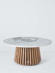 John Lewis Stave Marble Top Round Coffee Table, Natural