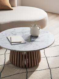 John Lewis Stave Marble Top Round Coffee Table, Natural - thumbnail 2