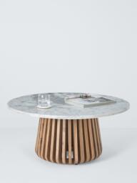 John Lewis Stave Marble Top Round Coffee Table, Natural - thumbnail 4