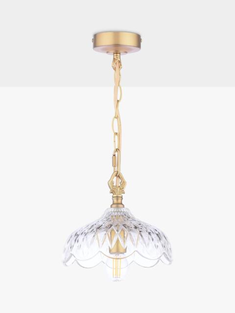 Laura Ashley Eversden Cut Glass Pendant Ceiling Light, Antique Brass - image 1