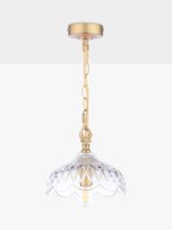 Laura Ashley Eversden Cut Glass Pendant Ceiling Light, Antique Brass - thumbnail 1