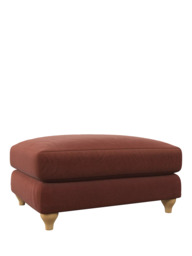 John Lewis Bromley Footstool, Light Leg, Relaxed Linen Auburn - thumbnail 1