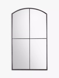 Frida Large Arched Window Metal Frame Wall Mirror, 160 x 90cm, Black - thumbnail 1