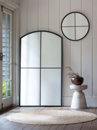 Frida Large Arched Window Metal Frame Wall Mirror, 160 x 90cm, Black - thumbnail 2