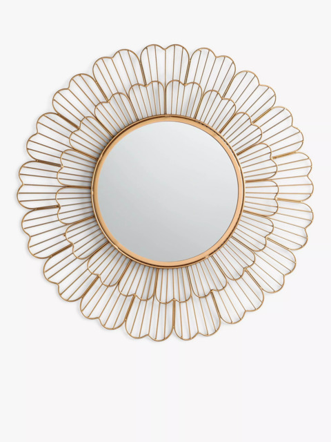 John Lewis Fleur Metal Frame Round Wall Mirror, 81cm, Gold - image 1