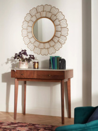 John Lewis Fleur Metal Frame Round Wall Mirror, 81cm, Gold - thumbnail 5