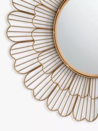 John Lewis Fleur Metal Frame Round Wall Mirror, 81cm, Gold - thumbnail 2