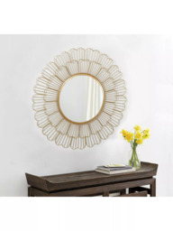 John Lewis Fleur Metal Frame Round Wall Mirror, 81cm, Gold - thumbnail 4