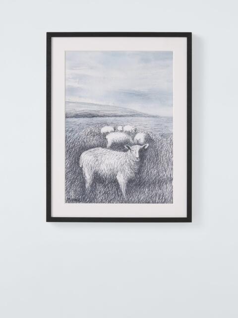 John Lewis Henry Moore 'Sheep Grazing in Long Grass I' Framed Print & Mount, 62 x 47.5cm, Multi - image 1