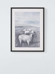 John Lewis Henry Moore 'Sheep Grazing in Long Grass I' Framed Print & Mount, 62 x 47.5cm, Multi - thumbnail 1