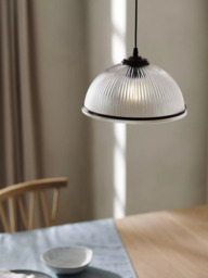 John Lewis Tristan Ribbed Glass Pendant Ceiling Light, Bronze - thumbnail 2