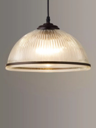 John Lewis Tristan Ribbed Glass Pendant Ceiling Light, Bronze