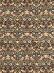 Morris & Co. Strawberry Thief Made to Measure Curtains or Roman Blind, Chocolate/Slate