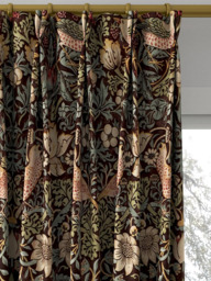Morris & Co. Strawberry Thief Made to Measure Curtains or Roman Blind, Chocolate/Slate - thumbnail 4