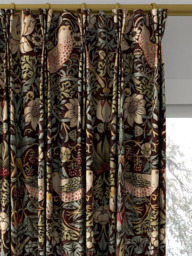 Morris & Co. Strawberry Thief Made to Measure Curtains or Roman Blind, Chocolate/Slate - thumbnail 6
