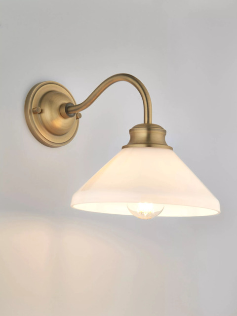 John Lewis Tula Opaline Wall Light, Matt Antique Brass - image 1