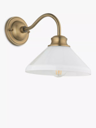 John Lewis Tula Opaline Wall Light, Matt Antique Brass - thumbnail 3
