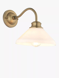 John Lewis Tula Opaline Wall Light, Matt Antique Brass - thumbnail 5