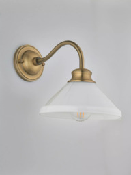 John Lewis Tula Opaline Wall Light, Matt Antique Brass - thumbnail 4
