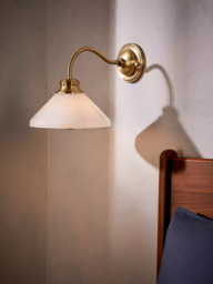 John Lewis Tula Opaline Wall Light, Matt Antique Brass - thumbnail 2