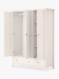 Julian Bowen Maine Triple Wardrobe with 2 Drawers, Surf White - thumbnail 2