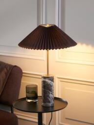 John Lewis Concert Marble Base Pleat Shade Table Lamp, Brown - thumbnail 2