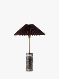 John Lewis Concert Marble Base Pleat Shade Table Lamp, Brown - thumbnail 3
