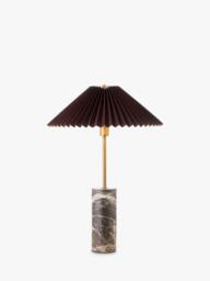 John Lewis Concert Marble Base Pleat Shade Table Lamp, Brown - thumbnail 1