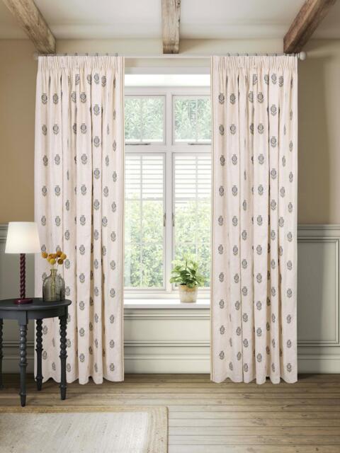 John Lewis Wilcote Pomegranate Embroidery Pair Blackout Lined Pencil Pleat Curtains - image 1