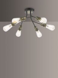 Där Remy Semi Flush Ceiling Light, Black/Antique Brass