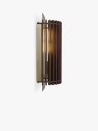 Industville Rift Wood Wall Light, Dark Brown/Brass - thumbnail 4
