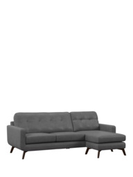 John Lewis Barbican RHF Chaise Leather Sofa, Dark Leg - thumbnail 1