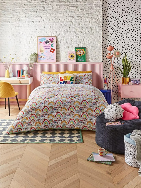 Eleanor Bowmer x Night Lark® Rainbow Coverless Duvet & Pillowcase Set, 10.5 Tog, Multi - image 1