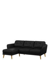 John Lewis Arlo LHF Chaise Leather Sofa, Light Leg