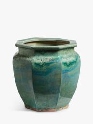 OKA Eldoris Ceramic Planter, 36cm, Antique Green - thumbnail 1