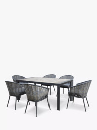 KETTLER Malo 6-Seater Garden Dining Table & Chairs Set, Grey - thumbnail 1
