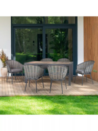 KETTLER Malo 6-Seater Garden Dining Table & Chairs Set, Grey - thumbnail 2