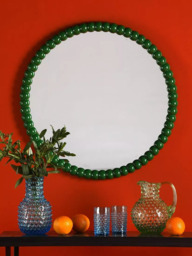 Där Ruan Bobbin Round Wood Frame Wall Mirror, 70cm - thumbnail 4