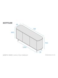 KETTLER Lorenzo 3 Door Sideboard, Grey - thumbnail 4