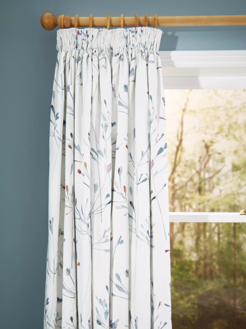 John Lewis Nerine Print Pair Blackout/Thermal Lined Pencil Pleat Curtains, Multi - image 1