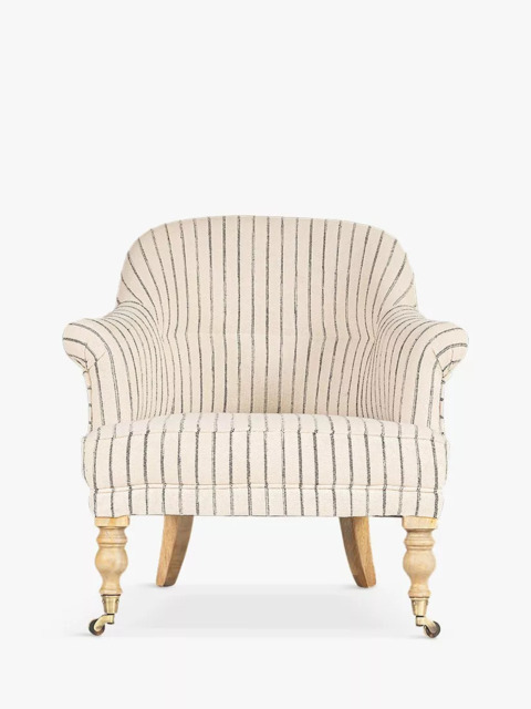 nkuku Sanja Stripe Armchair, Light Leg, Grey - image 1