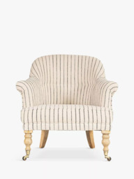 nkuku Sanja Stripe Armchair, Light Leg, Grey - thumbnail 1