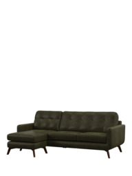 John Lewis Barbican LHF Chaise Leather Sofa, Dark Leg - thumbnail 1