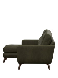 John Lewis Barbican LHF Chaise Leather Sofa, Dark Leg - thumbnail 3