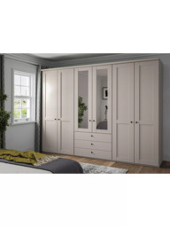 John Lewis Marlow 300cm Mirrored Hinged Wardrobe with Centre 3 Drawers, Champagne - thumbnail 2