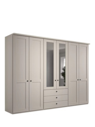 John Lewis Marlow 300cm Mirrored Hinged Wardrobe with Centre 3 Drawers, Champagne - thumbnail 1