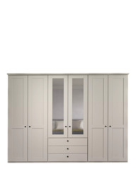 John Lewis Marlow 300cm Mirrored Hinged Wardrobe with Centre 3 Drawers, Champagne - thumbnail 3
