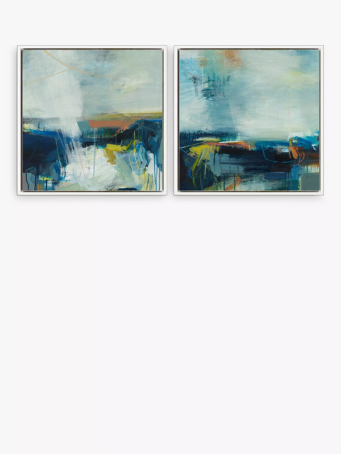 John Lewis Alice Sheridan 'Finding Light & Space' Abstract Framed Canvas Prints, Set of 2, 64 x 64cm, Blue/Multi - image 1