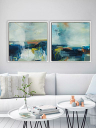 John Lewis Alice Sheridan 'Finding Light & Space' Abstract Framed Canvas Prints, Set of 2, 64 x 64cm, Blue/Multi - thumbnail 2
